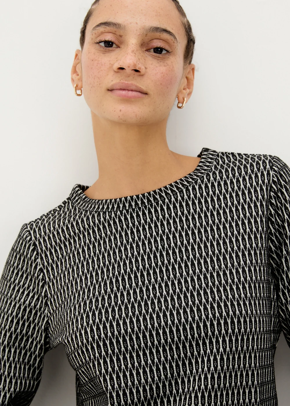 Black Jacquard Long Sleeve Top - 8 Image 3