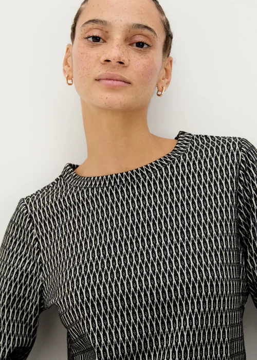 Black Jacquard Long Sleeve Top - 8 Image 3