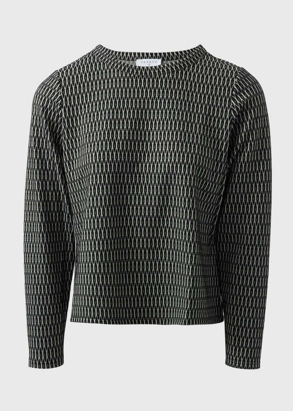 Black Jacquard Long Sleeve Top - 8 Image 4