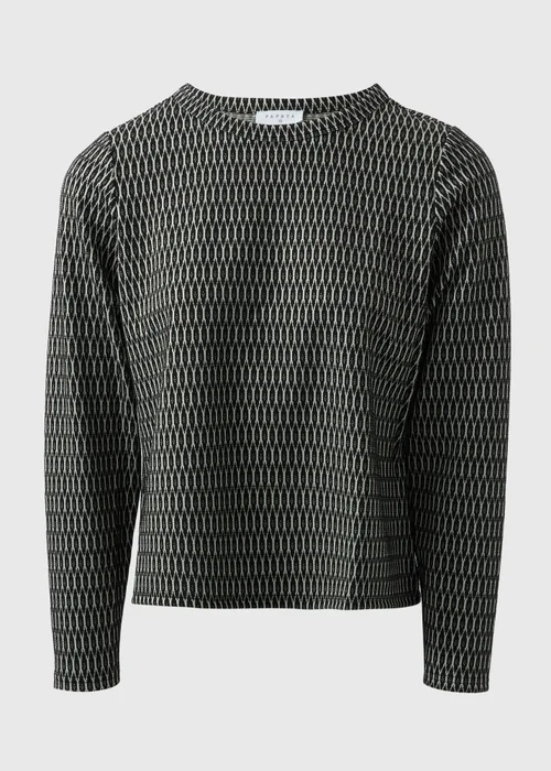 Black Jacquard Long Sleeve Top - 8 Image 4