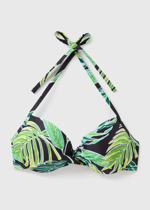 Green Tropical Leaf Print Underwired Bikini Top - 32A Image 2