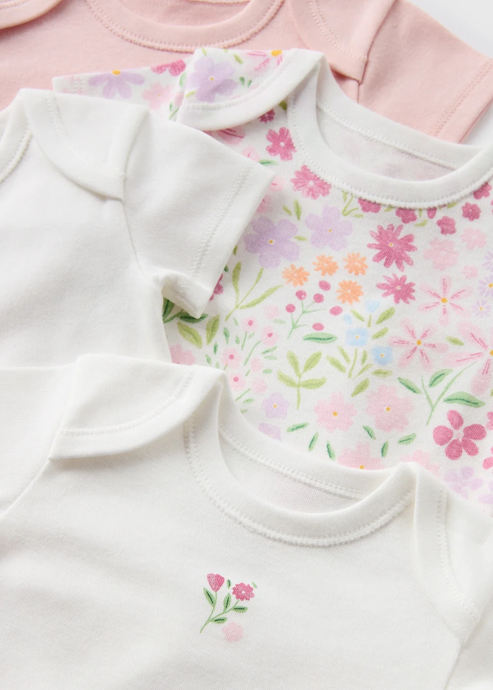 5 Pack Baby Pink Floral Bodysuits (Newborn-23mths) - 0-3 months Image 2