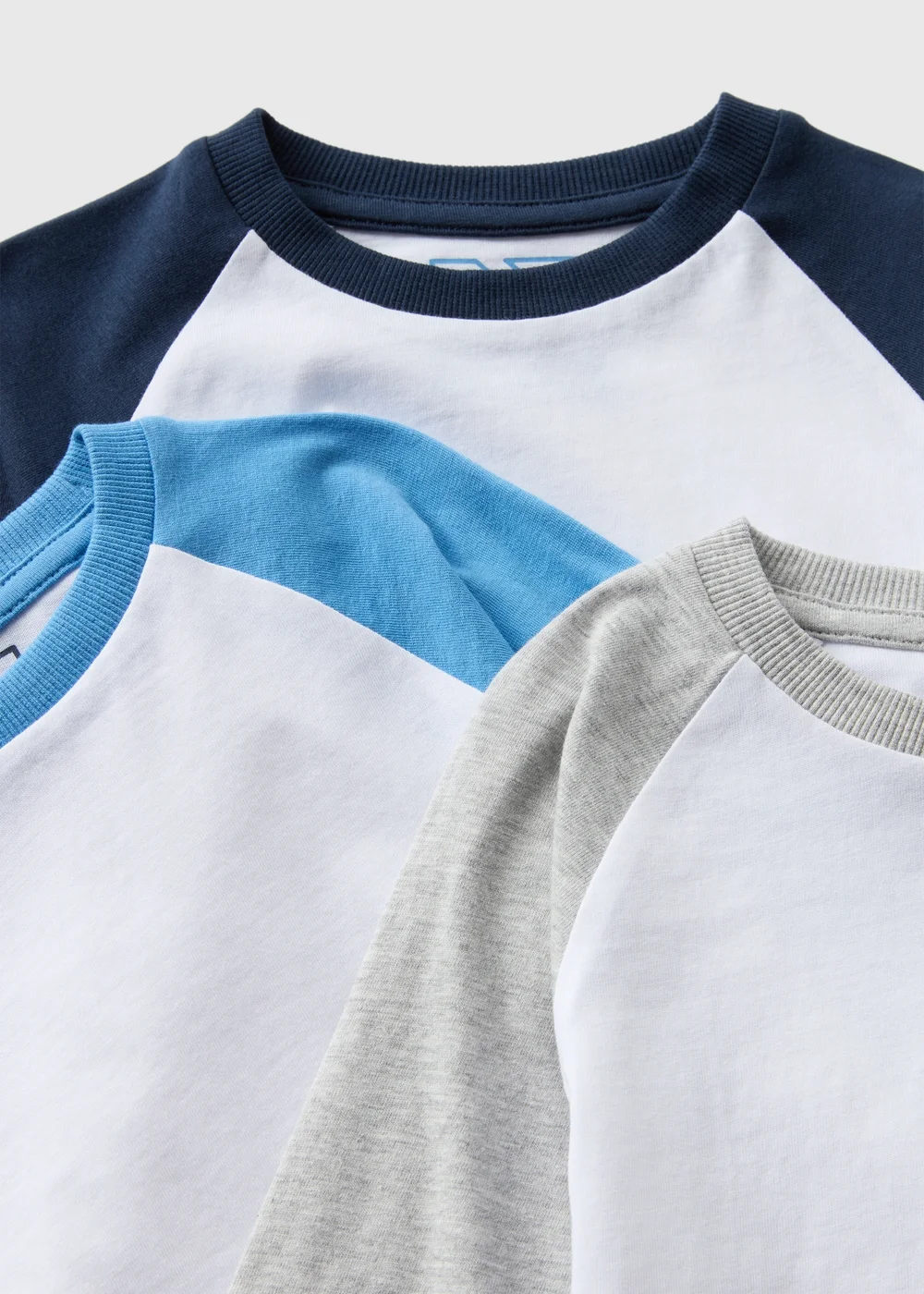 3 Pack Boys White Raglan Long sleeve Top (1-7yrs) - 1-1.5 Yrs Image 2