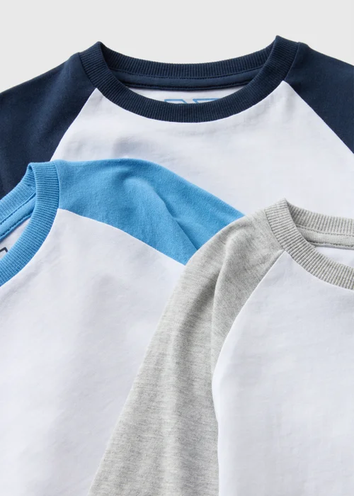 3 Pack Boys White Raglan Long sleeve Top (1-7yrs) - 1-1.5 Yrs Image 2
