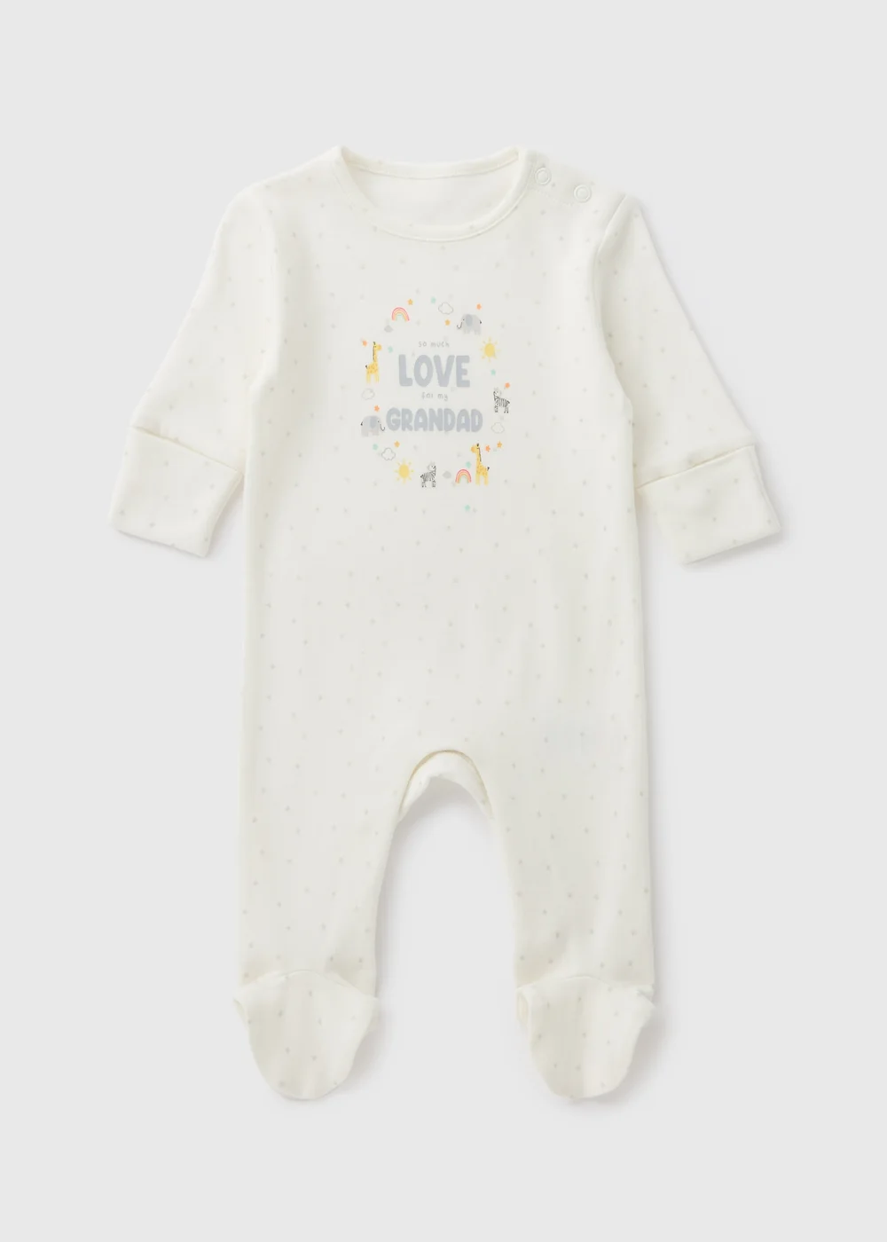 Baby Cream Grandad Sleepsuit (Newborn-18mths) - Age 0 - 3 Months Image 1
