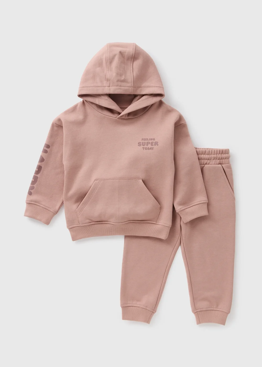Boys Beige Happy Hoodie & Jogging Bottom Set (1-7yrs) - 1-1.5 Yrs Image 1