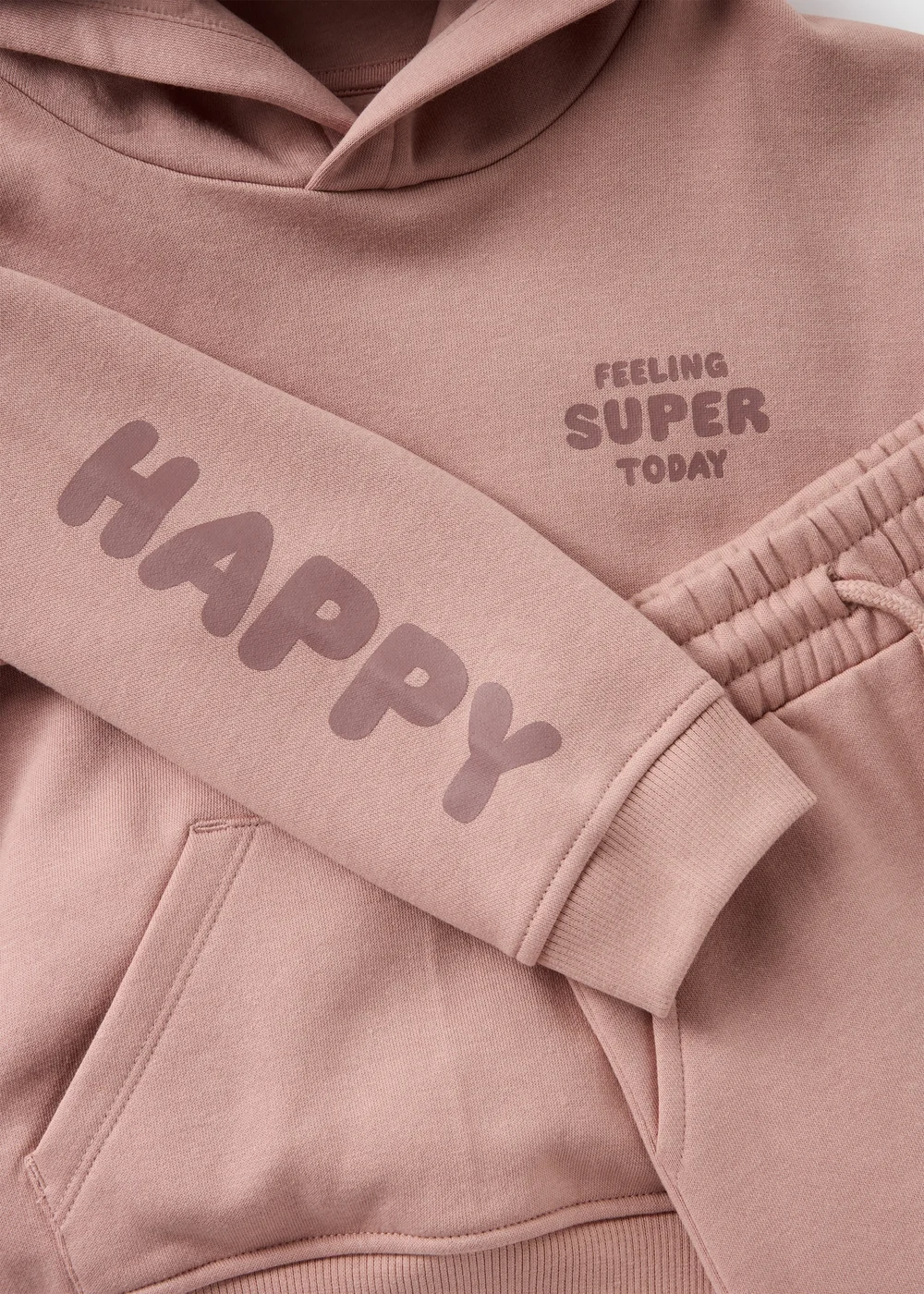 Boys Beige Happy Hoodie & Jogging Bottom Set (1-7yrs) - 1-1.5 Yrs Image 2