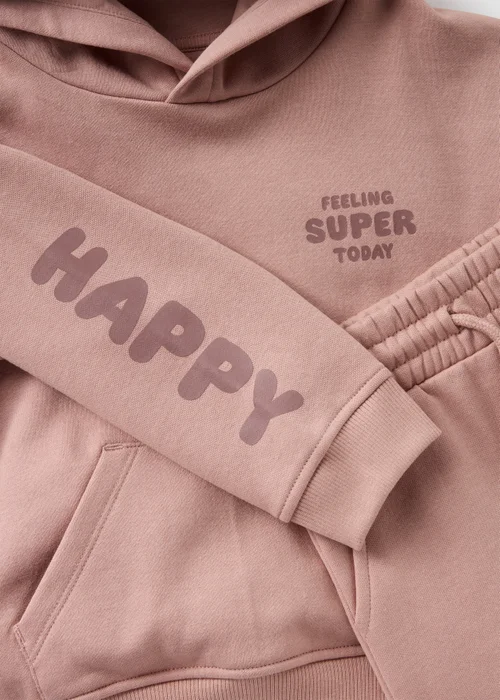 Boys Beige Happy Hoodie & Jogging Bottom Set (1-7yrs) - 1-1.5 Yrs Image 2
