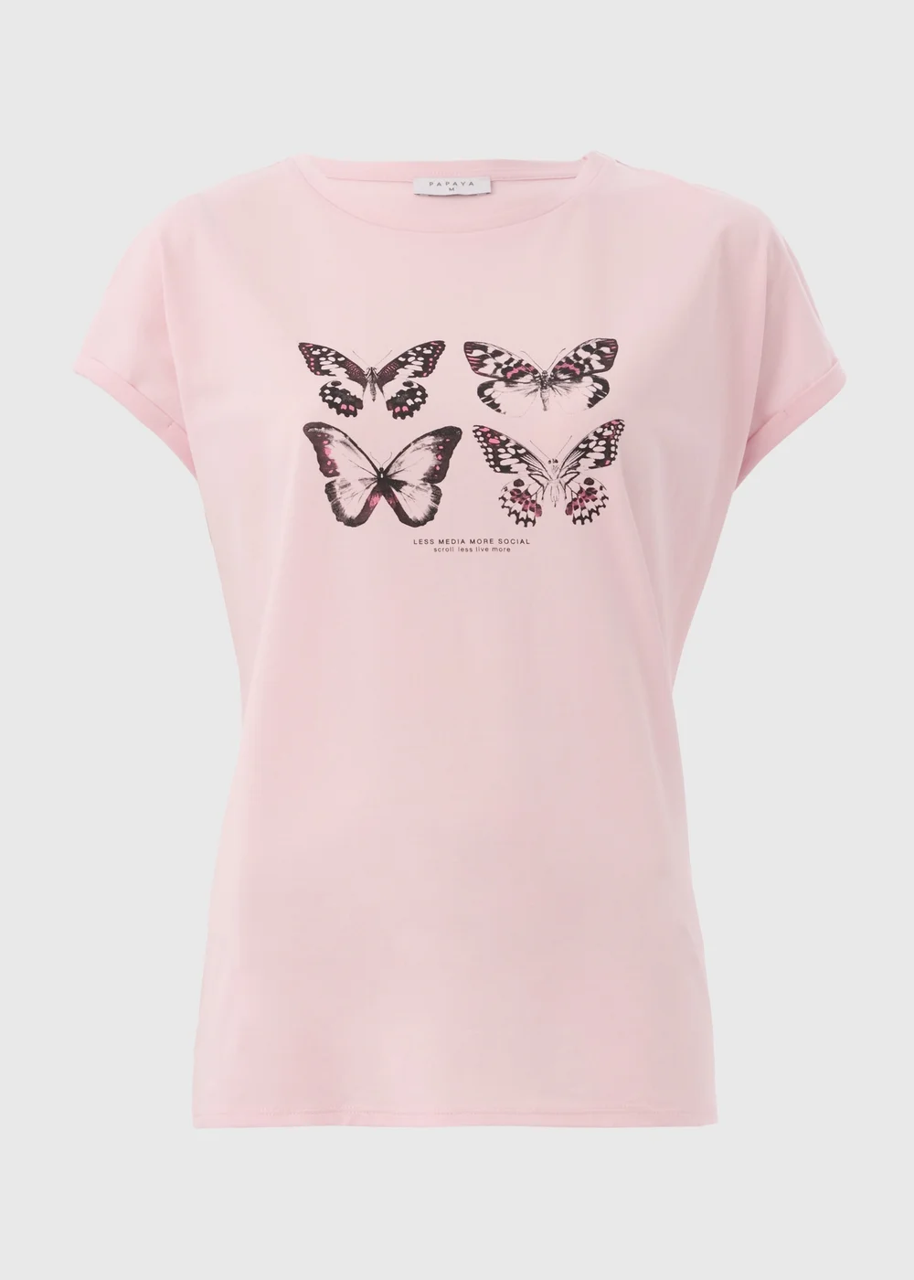Pink Butterfly & Slogan T-Shirt - S Image 4