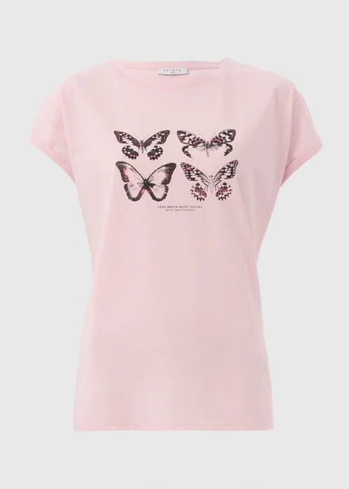 Pink Butterfly & Slogan T-Shirt - S Image 4