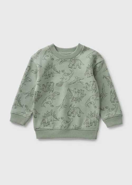 Boys Green Dino Sweatshirt (1-7yrs) - 1-1.5 Yrs Image 1