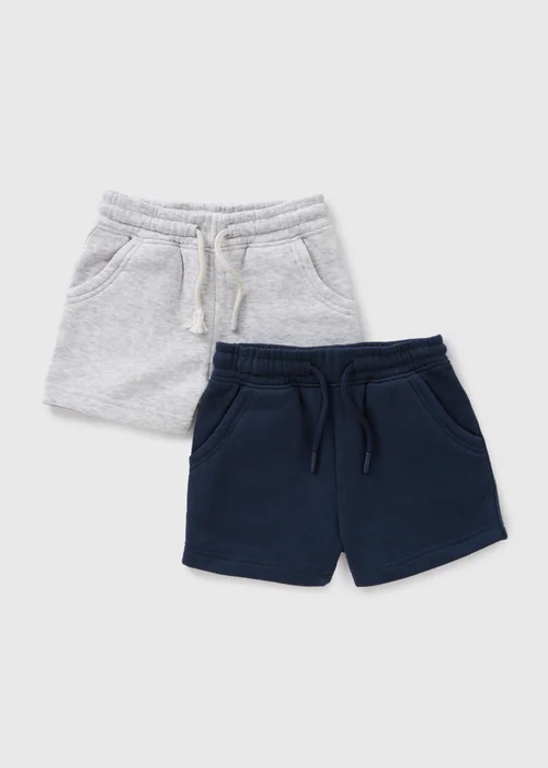 2 Pack Boys Navy & Grey Jogger Shorts (1-7yrs) - 1 half year to 2 Image 1