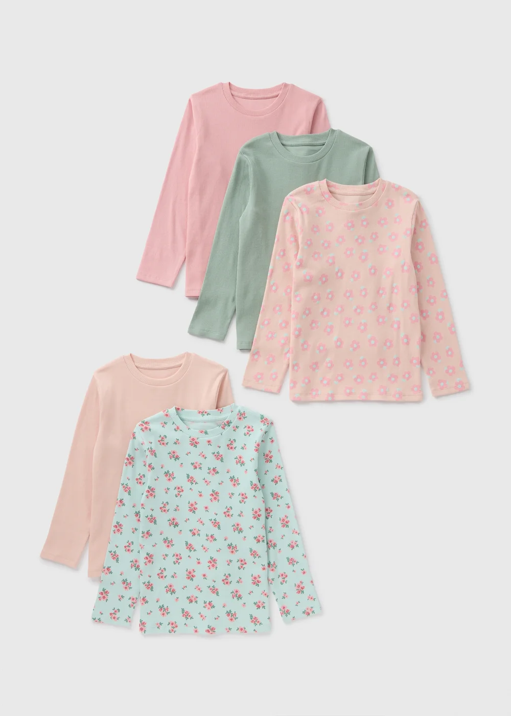 5 Pack Girls Floral Long Sleeve Tops (1-7yrs) - 2-3 Yrs Image 1