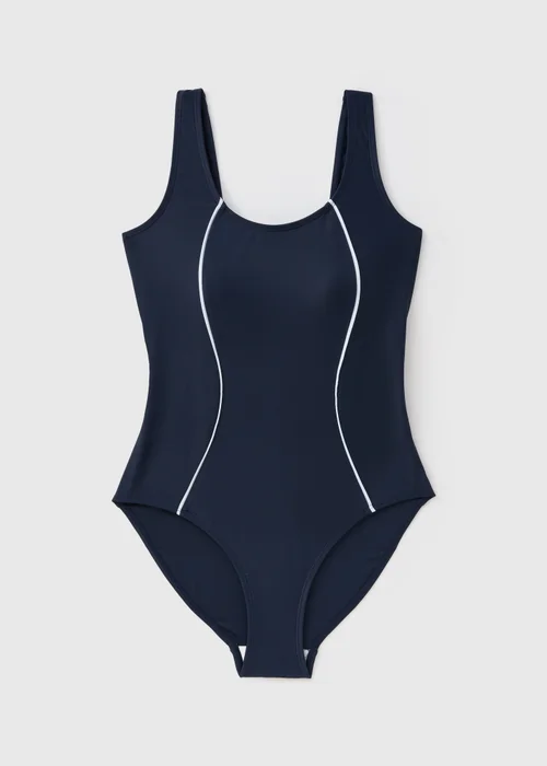 Souluxe Navy Piped Sports Swimsuit - 8 Image 3