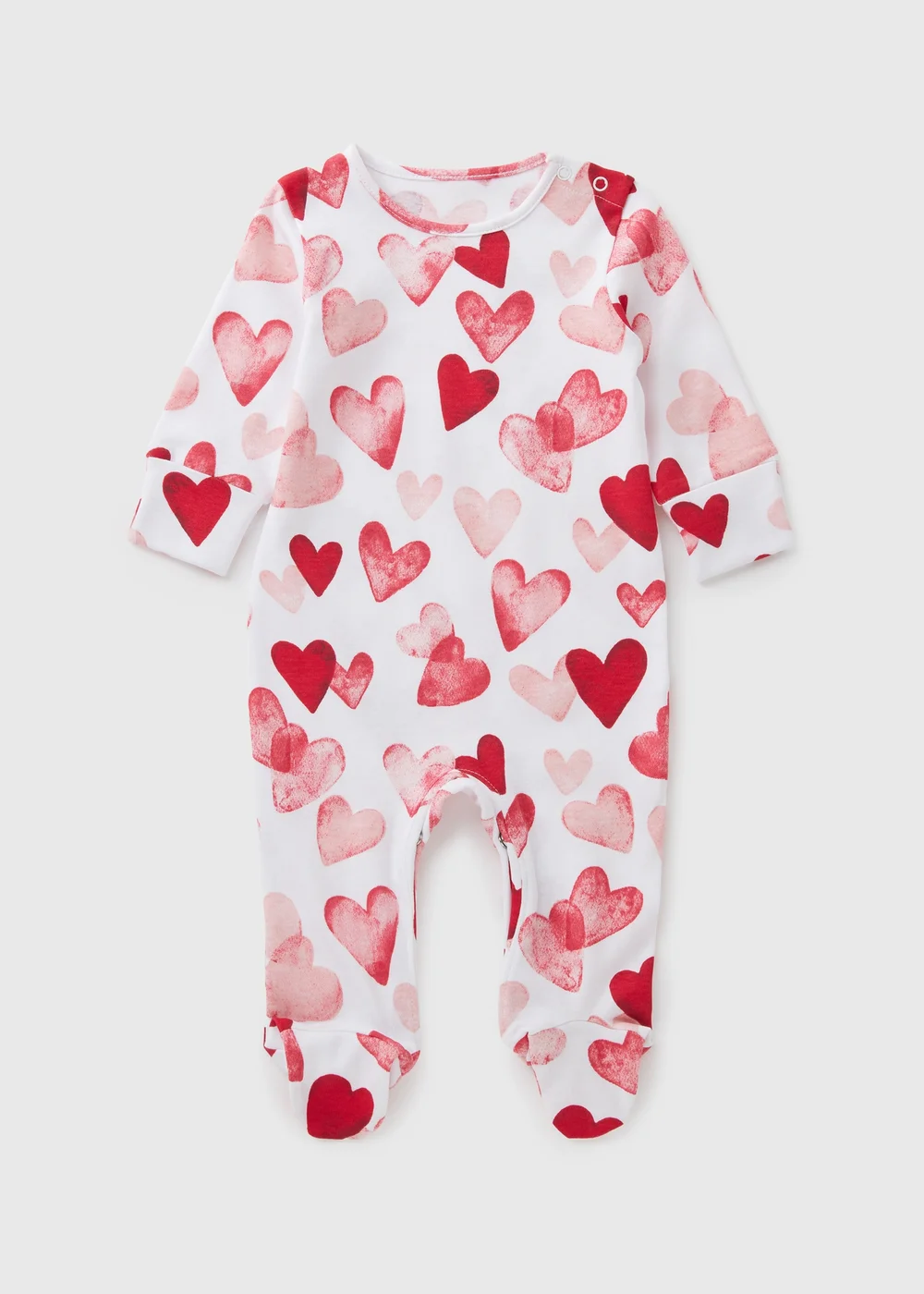 Baby Cream Heart Valentine Sleepsuit (Newborn-18mths) - Age 0 - 3 Months Image 1