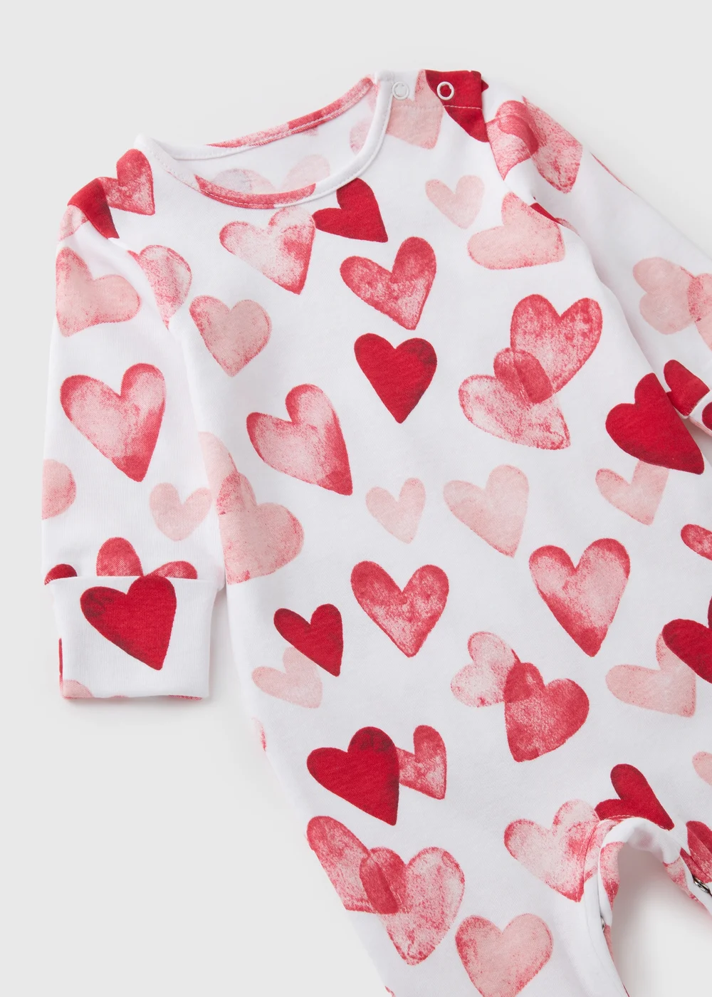 Baby Cream Heart Valentine Sleepsuit (Newborn-18mths) - Age 0 - 3 Months Image 2