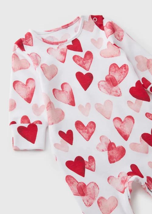 Baby Cream Heart Valentine Sleepsuit (Newborn-18mths) - Age 0 - 3 Months Image 2