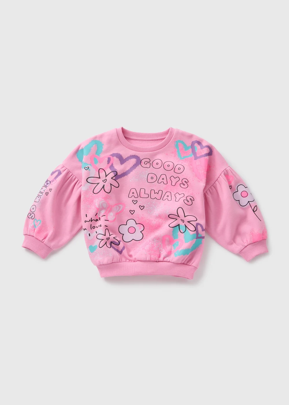 Girls Pink Graffiti Sweatshirt (1-7yrs) - 1-1.5 Yrs Image 1