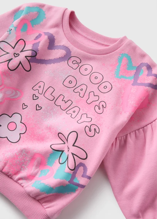 Girls Pink Graffiti Sweatshirt (1-7yrs) - 1-1.5 Yrs Image 2