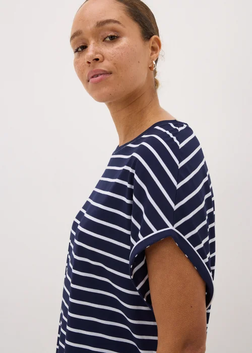 Navy Stripe Longline T-Shirt - S Image 2