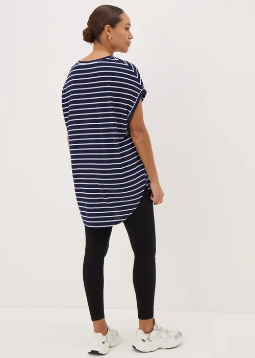 Navy Stripe Longline T-Shirt - S Image 3