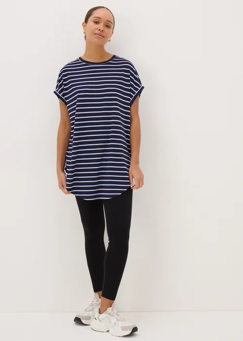 Navy Stripe Longline T-Shirt - S Image 1