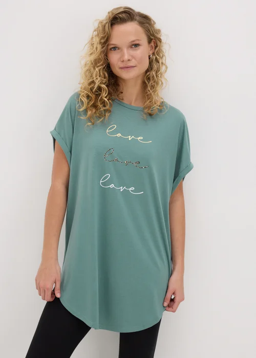 Green Love Longline T-Shirt - S Image 1