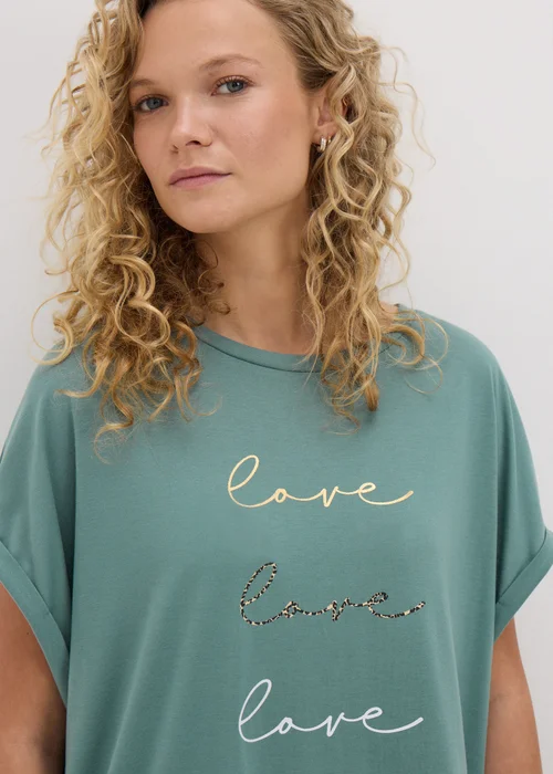 Green Love Longline T-Shirt - S Image 2