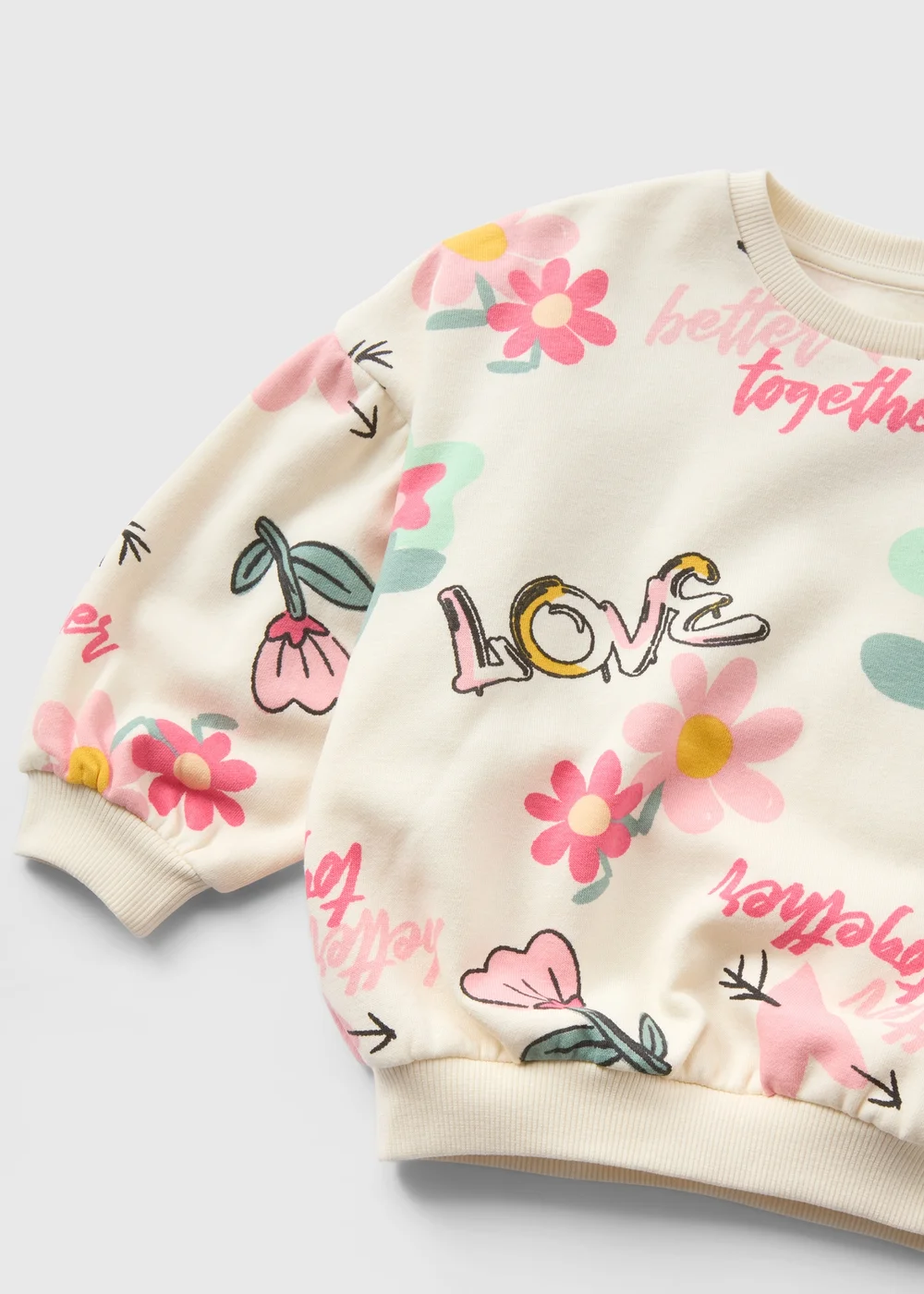 Girls Cream Graffiti Sweatshirt (1-7yrs) - 1-1.5 Yrs Image 2
