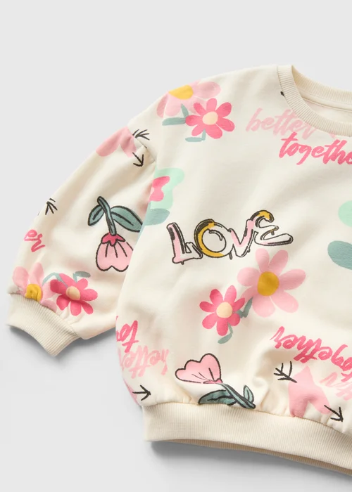 Girls Cream Graffiti Sweatshirt (1-7yrs) - 1-1.5 Yrs Image 2