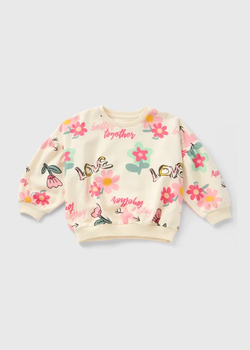 Girls Cream Graffiti Sweatshirt (1-7yrs) - 1-1.5 Yrs Image 1
