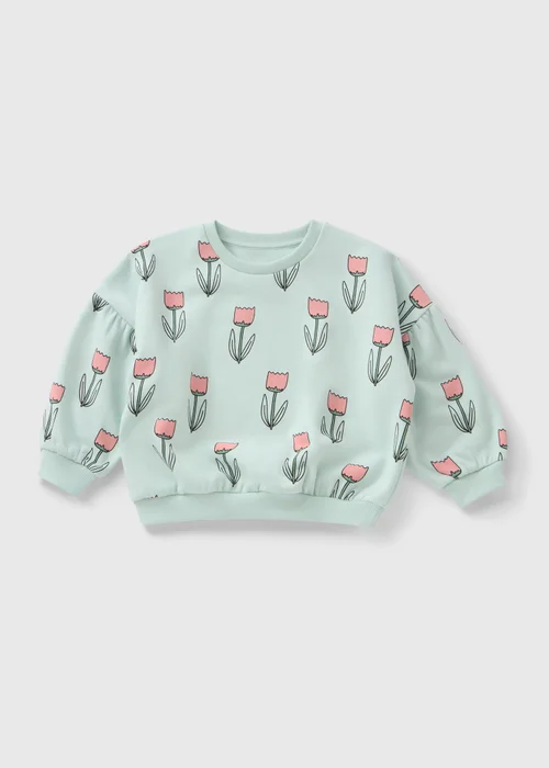 Girls Green Tulip Sweatshirt (1-7yrs) - 1-1.5 Yrs Image 1