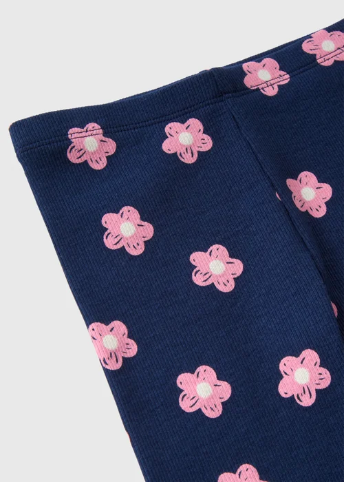 Girls Navy Floral Leggings (1-7yrs) - 1 half year to 2 Image 2