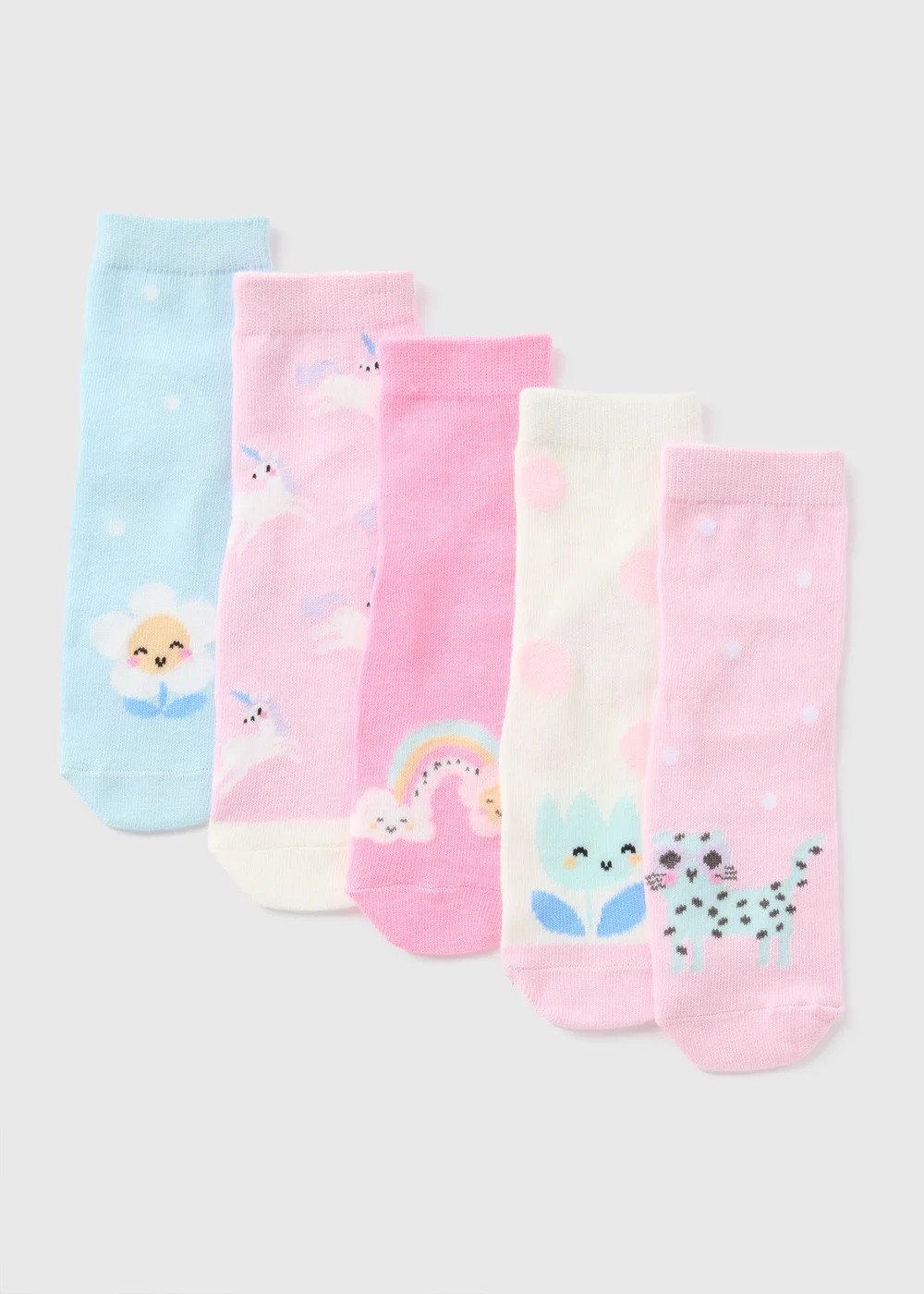 5 Pack Girls Pink Pretty Socks (Younger 6-Older 5.5) - 4-5.5 Image 1