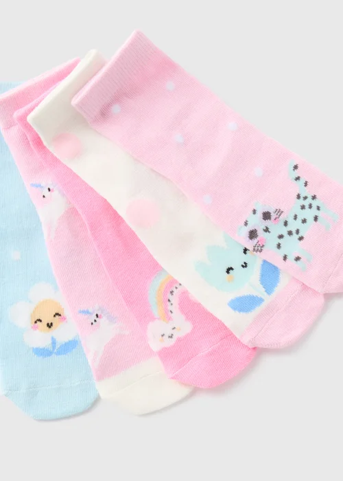 5 Pack Girls Pink Pretty Socks (Younger 6-Older 5.5) - 4-5.5 Image 2