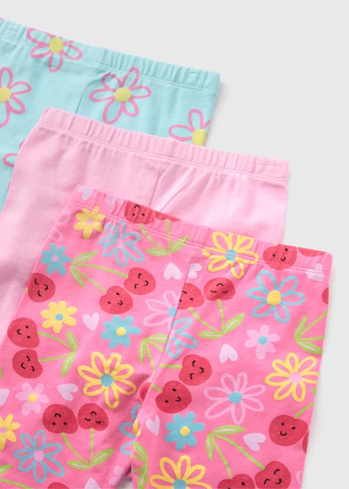 3 Pack Girls Cherry Flower Shorts (1-7yrs) - 1 half year to 2 Image 2