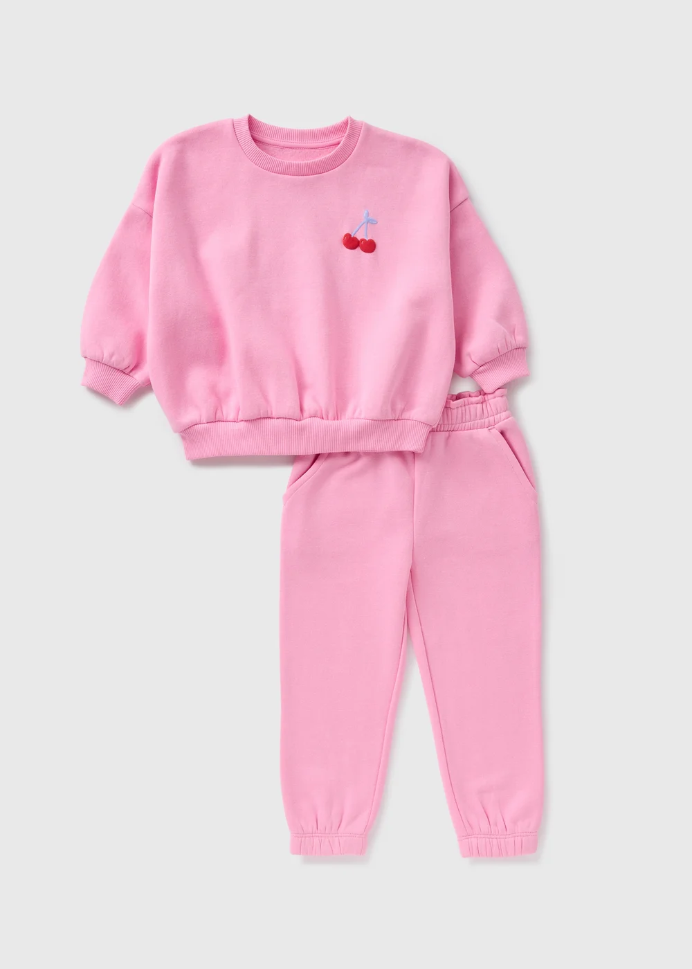 Girls Pink Cherry Sweatshirt & Jogging Bottoms (1-7yrs) - 1-1.5 Yrs Image 1