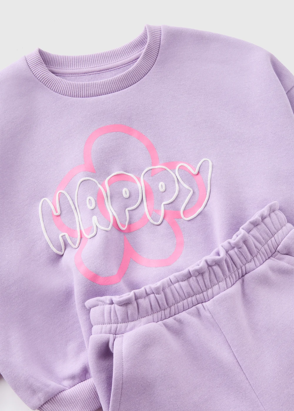 Girls Lilac Happy Sweatshirt & Jogging Bottoms (1-7yrs) - 1-1.5 Yrs Image 2