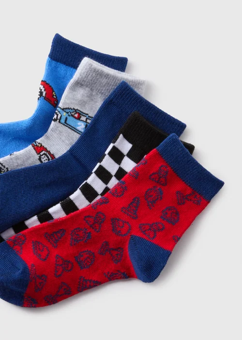 5 Pack Boys Multicolour Car Socks (Younger 6-Older 6.5) - 4-6.5 Image 2
