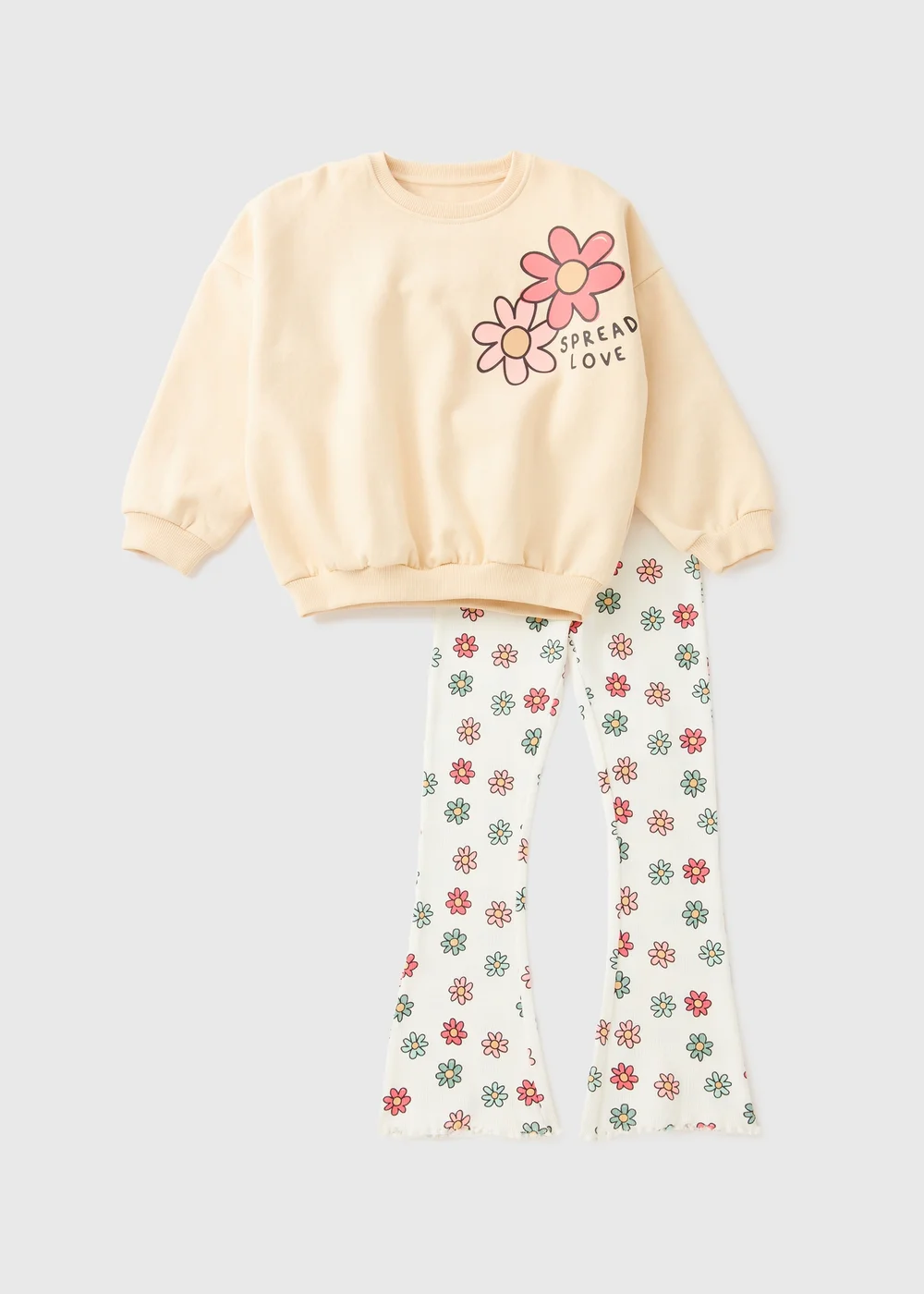 Girls Yellow Floral Sweatshirt & Flare Set (1-7yrs) - 1-1.5 Yrs Image 1