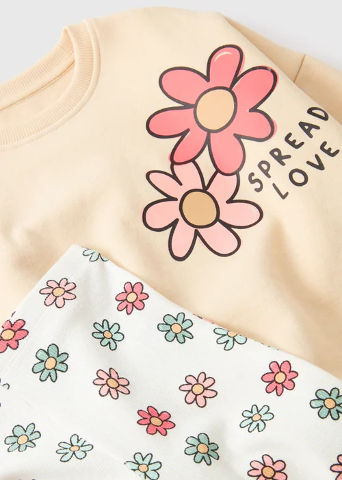 Girls Yellow Floral Sweatshirt & Flare Set (1-7yrs) - 1-1.5 Yrs Image 2