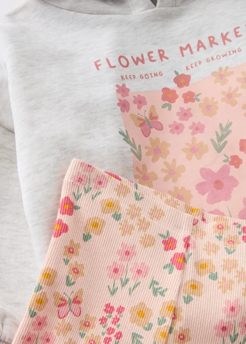 Girls Pink Flower Hoodie & Flares Set (1-7yrs) - 1-1.5 Yrs Image 2
