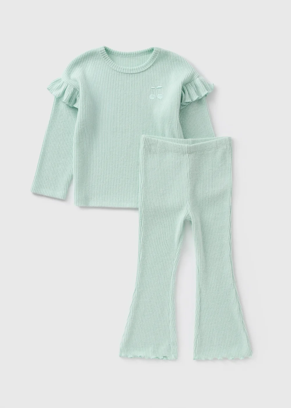 Girls Green Brushed Ribbed Top & Legging Set (1-7yrs) - 1-1.5 Yrs Image 1
