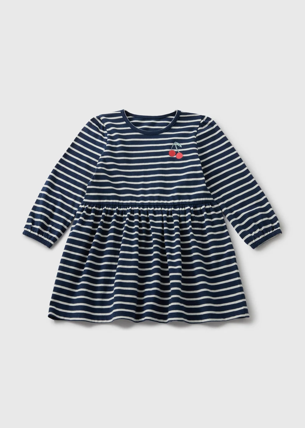 Girls Navy Stripe Cherry Dress (1-7yrs) - 1 half year to 2 Image 1
