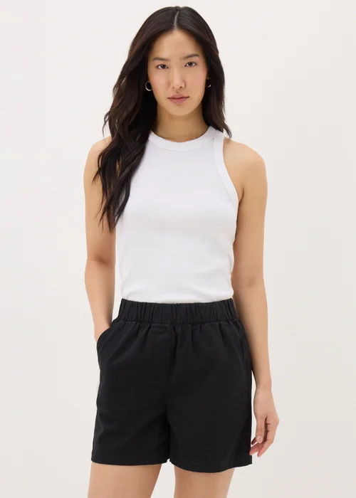 Black Cotton Paper Bag Shorts - 8 Image 1