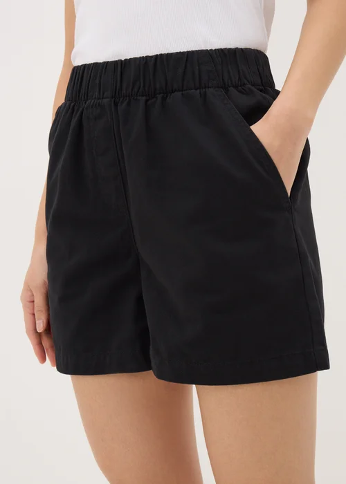 Black Cotton Paper Bag Shorts - 8 Image 2