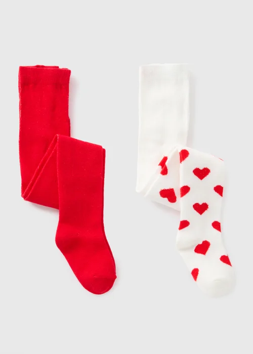 Girls 2 Pack Heart Tights (1.5-7yrs) - 1.5-2 Image 1