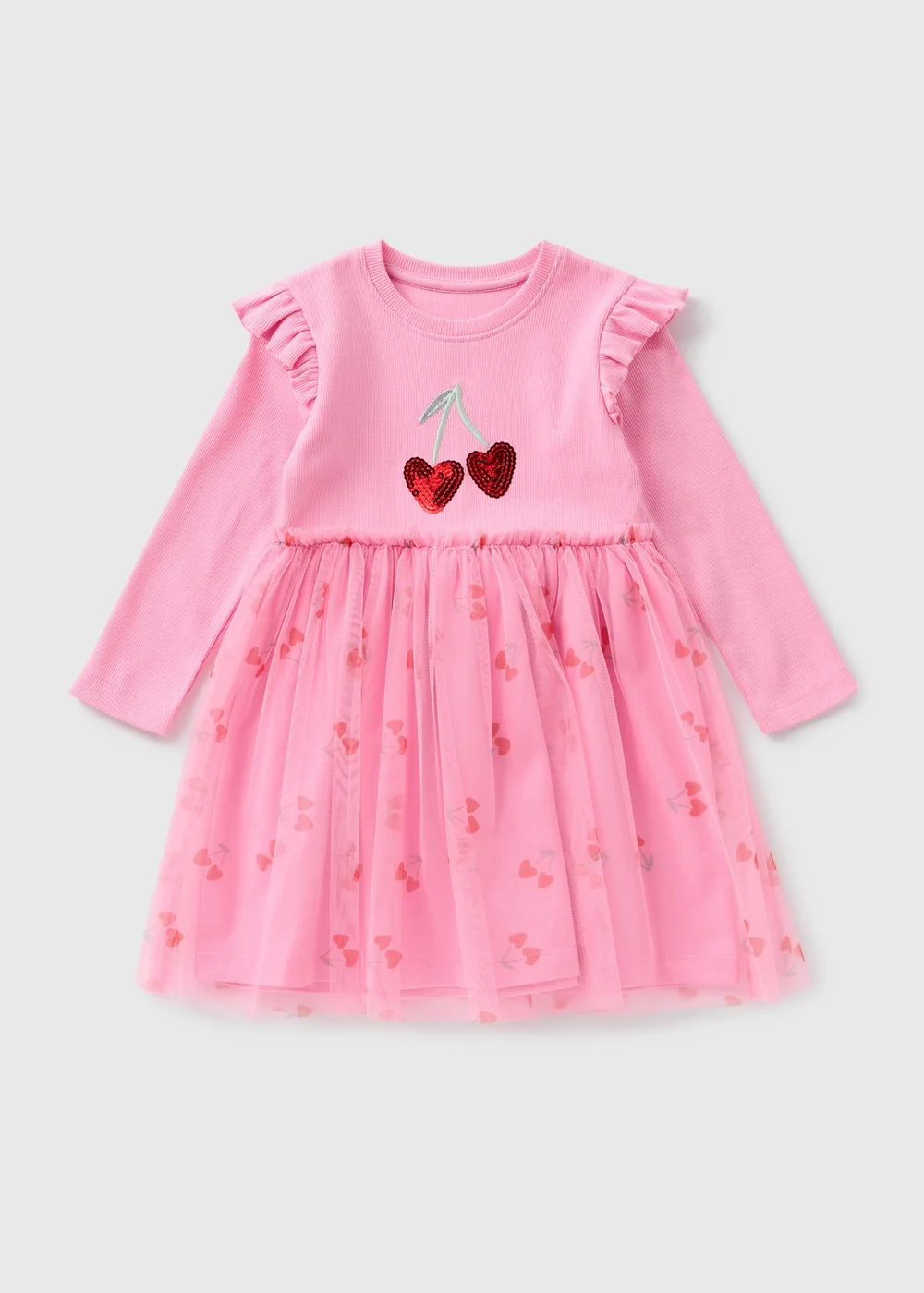 Girls Pink Cherry Tutu Dress (1-7yrs) - 1 half year to 2 Image 1