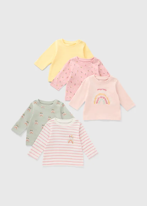 5 Pack Baby Multicolour Long Sleeve Top (Newborn-23mths) - 0-3 months Image 1