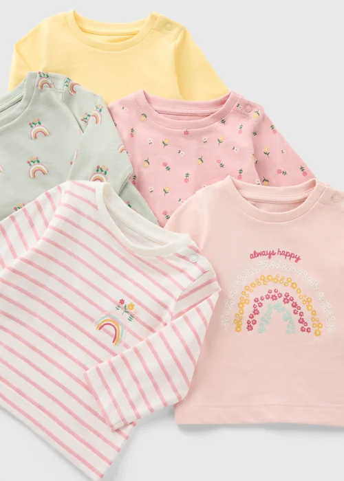 5 Pack Baby Multicolour Long Sleeve Top (Newborn-23mths) - 0-3 months Image 2